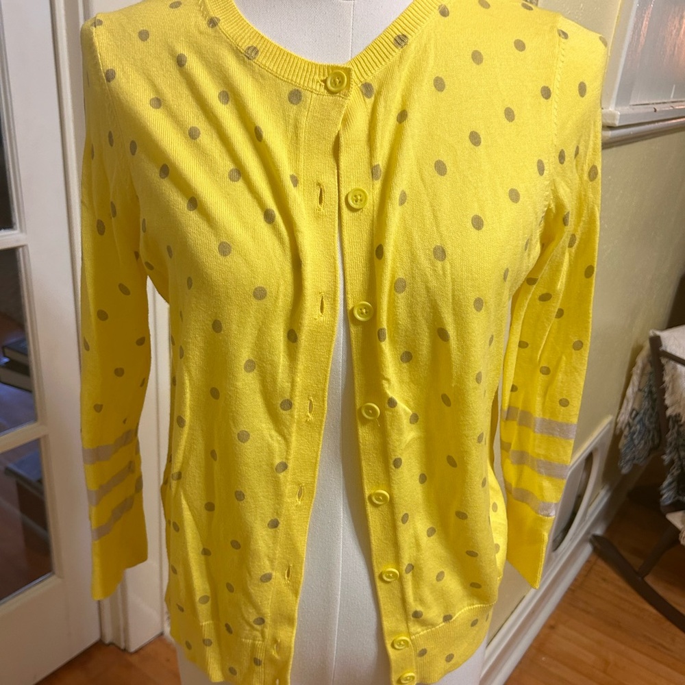 LOFT Yellow Polka Dot Cardigan
